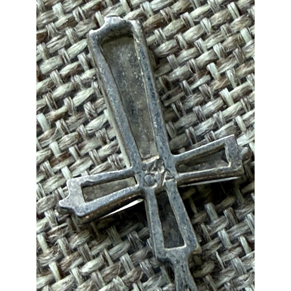Vintage Sterling Silver Crystal Cross Crucifix Pendant Religious .925 - Picture 4 of 4